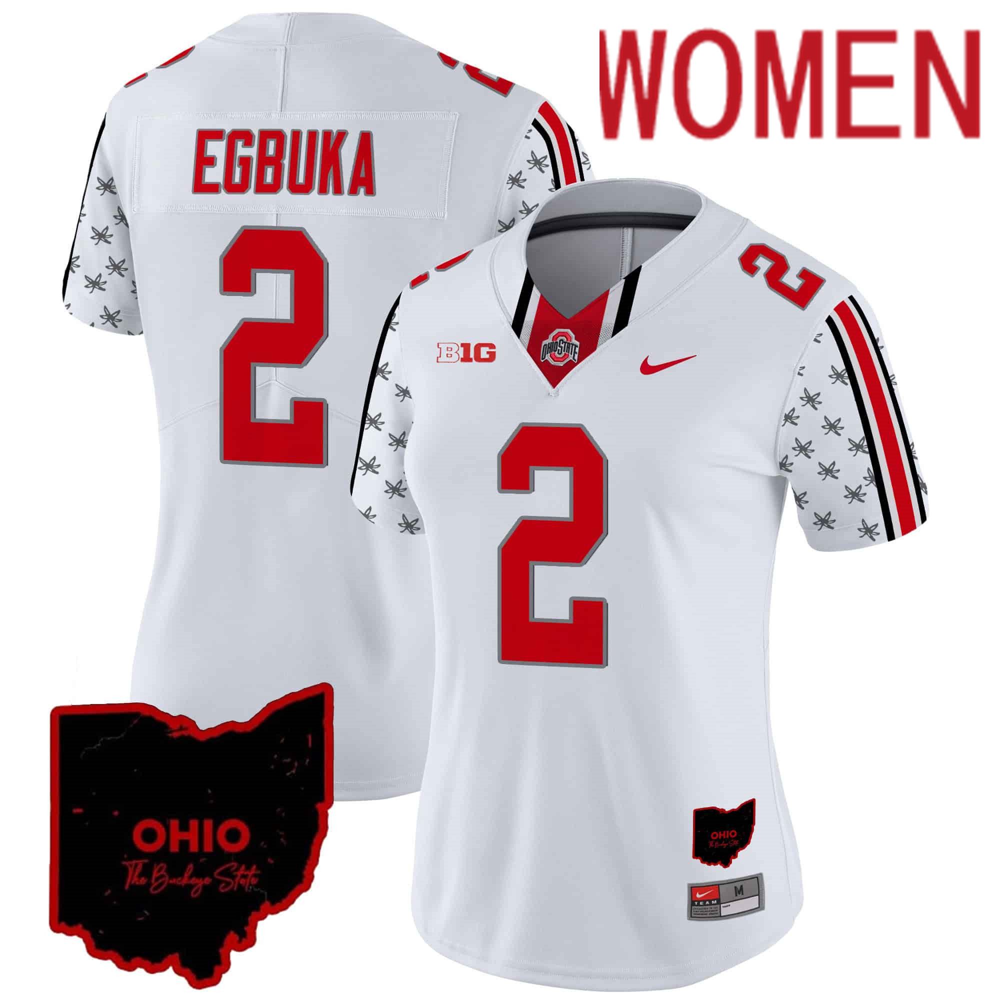 Women Ohio State Buckeyes #2 Egbuka White 2024 Nike Home Patch Vapor Limited NCAA Jersey